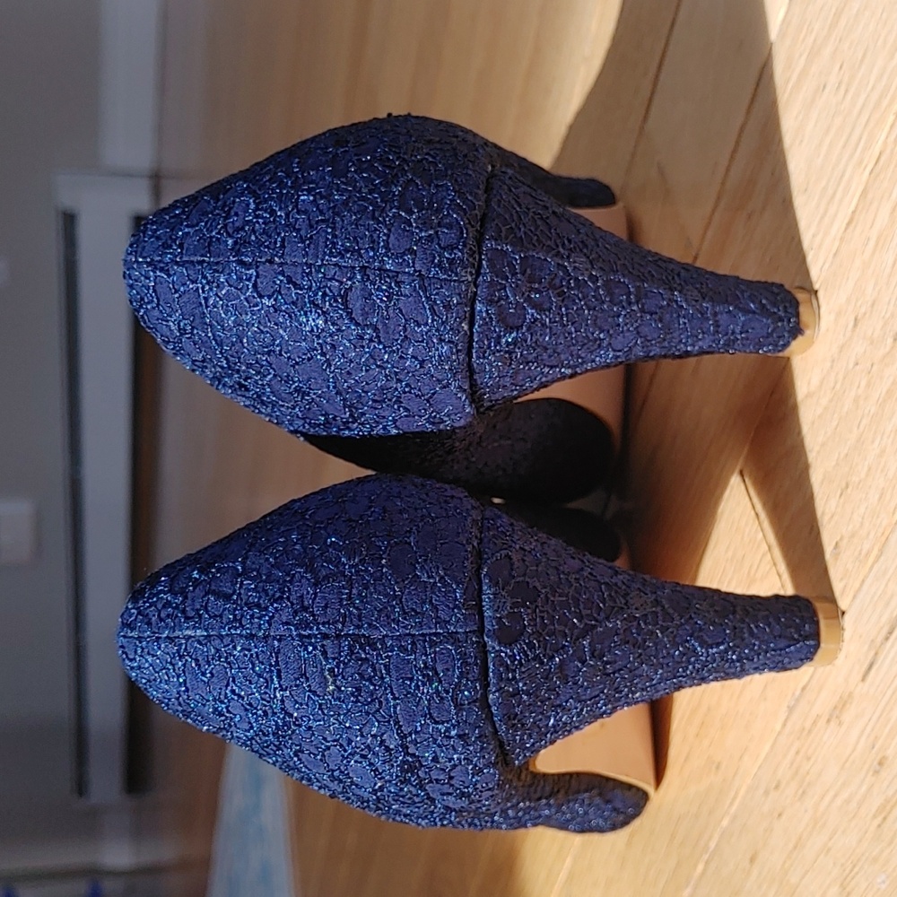 Chase & Chloe Elegant Navy Lace Women's Heels Size 11